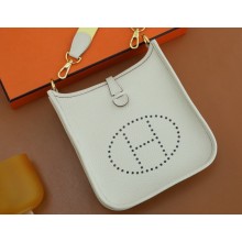 Hermes III TPM Evelyne Bag In Original Togo Leather with silver Hardware craie(Full Handmade)