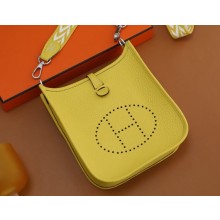Hermes III TPM Evelyne Bag In Original Togo Leather with Gold/Silver Hardware jaune de naples(Full Handmade)