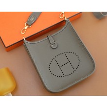 Hermes III TPM Evelyne Bag In Original Togo Leather with Gold Hardware taupe grey(Full Handmade)