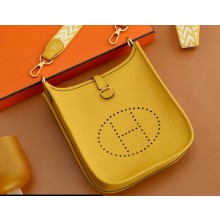 Hermes III TPM Evelyne Bag In Original Togo Leather with Gold/Silver Hardware jaune ambre(Full Handmade)