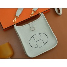 Hermes III TPM Evelyne Bag In Original Togo Leather with Gold/Silver Hardware pearl grey(Full Handmade)