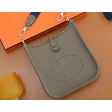 Hermes III TPM Evelyne Bag In Original Togo Leather with Silver Hardware taupe grey(Full Handmade)