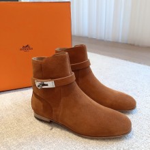 Hermes Neo Ankle Boots in suede leather tan 2023