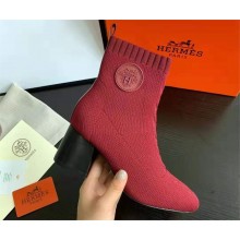 Hermes Volver 60 ankle boot in knit burgundy 2023