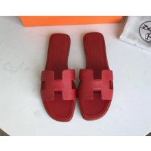 Hermes Oran Flat slippers in epsom leather red
