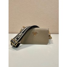 PRADA Leather shoulder bag 1bh194 gray 2023