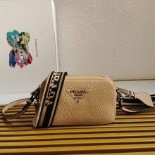 PRADA logo-embroidered small shoulder bag 1BH192 beige 2023
