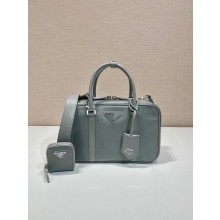 PRADA Medium antique nappa leather top handle bag 1BB092 gray 2023