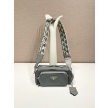 PRADA Nappa antique leather multi-pocket shoulder bag 1BH198 gray 2023