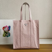 PRADA Medium antiqued nappa leather tote bag 1BG587 PINK 2023