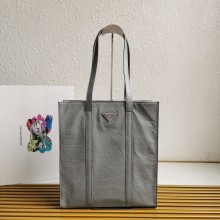 PRADA Small antique nappa leather tote 1BG459 GRAY 2023