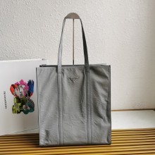 PRADA Medium antiqued nappa leather tote bag 1BG587 GRAY 2023
