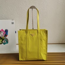 PRADA Small antique nappa leather tote 1BG459 LEMON YELLOW 2023