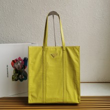 PRADA Medium antiqued nappa leather tote bag 1BG587 LEMON YELLOW 2023