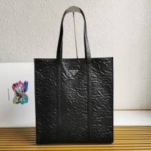 PRADA Medium antiqued nappa leather tote bag 1BG587 BLACK 2023