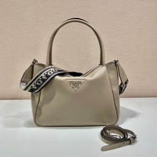 PRADA Large leather handbag 1BC170 GRAY 2023