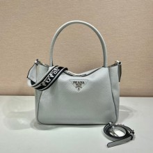 PRADA Large leather handbag 1BC170 SILVER 2023