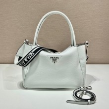 PRADA Large leather handbag 1BC170 WHITE 2023
