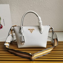 PRADA Grained Leather Shoulder Bag WHITE 1BA111 2023