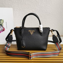 PRADA Grained Leather Shoulder Bag Black 1BA111 2023