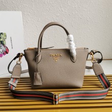 PRADA Grained Leather Shoulder Bag GRAY 1BA111 2023