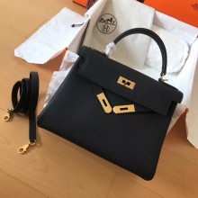Hermes Kelly 28cm/32cm Bag In Original togo Leather With Gold/Sliver Hardware black