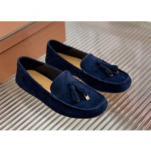 Loro Piana Dot Sole Loafers in Suede Goatskin navy blue 2022