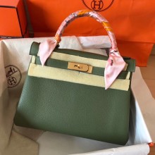 Hermes Kelly 28cm/32cm Bag In Original togo Leather With Gold/Sliver Hardware army green