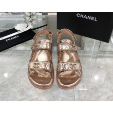 Chanel CC Logo Magic Loop Beach Sandals pink gold 2020