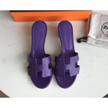 Hermes Heel 5cm Oasis Slipper Sandals in epsom Leather  violet