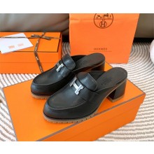 Hermes Flore 60 mule in calfskin black 2023
