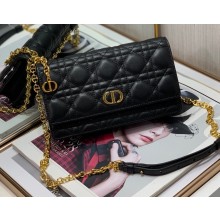 Dior Caro Belt Pouch with Chain Bag in Supple Cannage Calfskin Black 2022