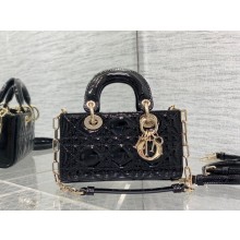 dior Lady D-Joy Micro Bag in patent leather black 2023