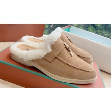 Loro Piana Charms Walk Babouche Suede slipper Fur Women/Men Loafers 12