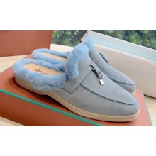 Loro Piana Charms Walk Babouche Suede slipper Fur Women/Men Loafers 13