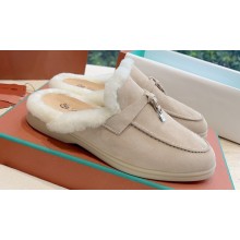 Loro Piana Charms Walk Babouche Suede slipper Fur Women/Men Loafers 05