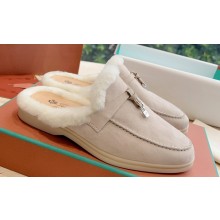 Loro Piana Charms Walk Babouche Suede slipper Fur Women/Men Loafers 08