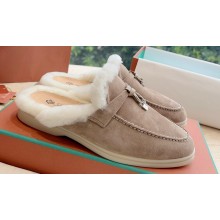 Loro Piana Charms Walk Babouche Suede slipper Fur Women/Men Loafers 09