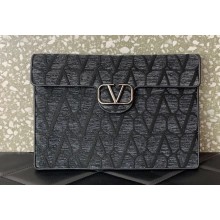 Valentino Locò Pouch Bag in Toile Iconographe 310 Gray/Black 2023
