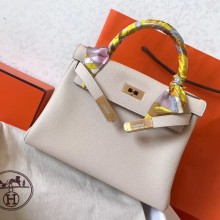 Hermes Kelly 28cm/32cm Bag In Original togo Leather With Gold/Sliver Hardware off white
