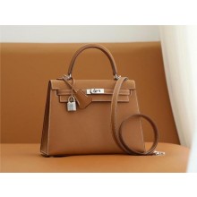 Hermes Kelly 25cm Bag gold brown in epsom leather With silver Hardware (full handmade)