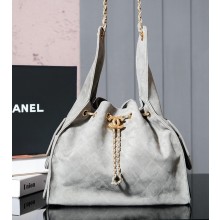 CHANEL GRAY SUEDE LEATHER SHOULDER BAG 2025 SPRING