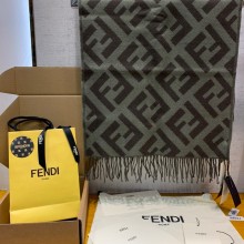 FENDI FF CASHMERE SCARF GREEN 2022