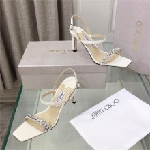 Jimmy Choo Meira 85 embellished suede sandals white 2023