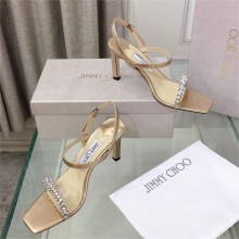 Jimmy Choo Meira 85 embellished suede sandals gold 2023