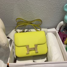 Hermes Constance 18 in original Epsom Leather lemon yellow with gold Hardware