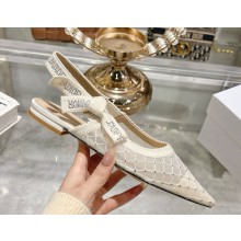 Dior Capture Slingback flat white mesh with crystal  2025