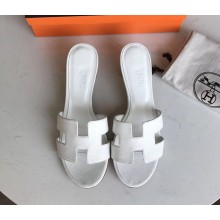 Hermes Heel 5cm Oasis Slipper Sandals in epsom Leather white