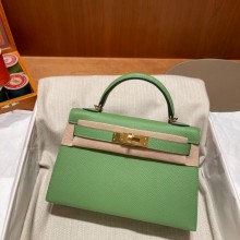 Hermes Mini Kelly II Handbag vert criquet original epsom leather