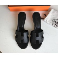 Hermes Heel 5cm Oasis Slipper Sandals in epsom Leather black